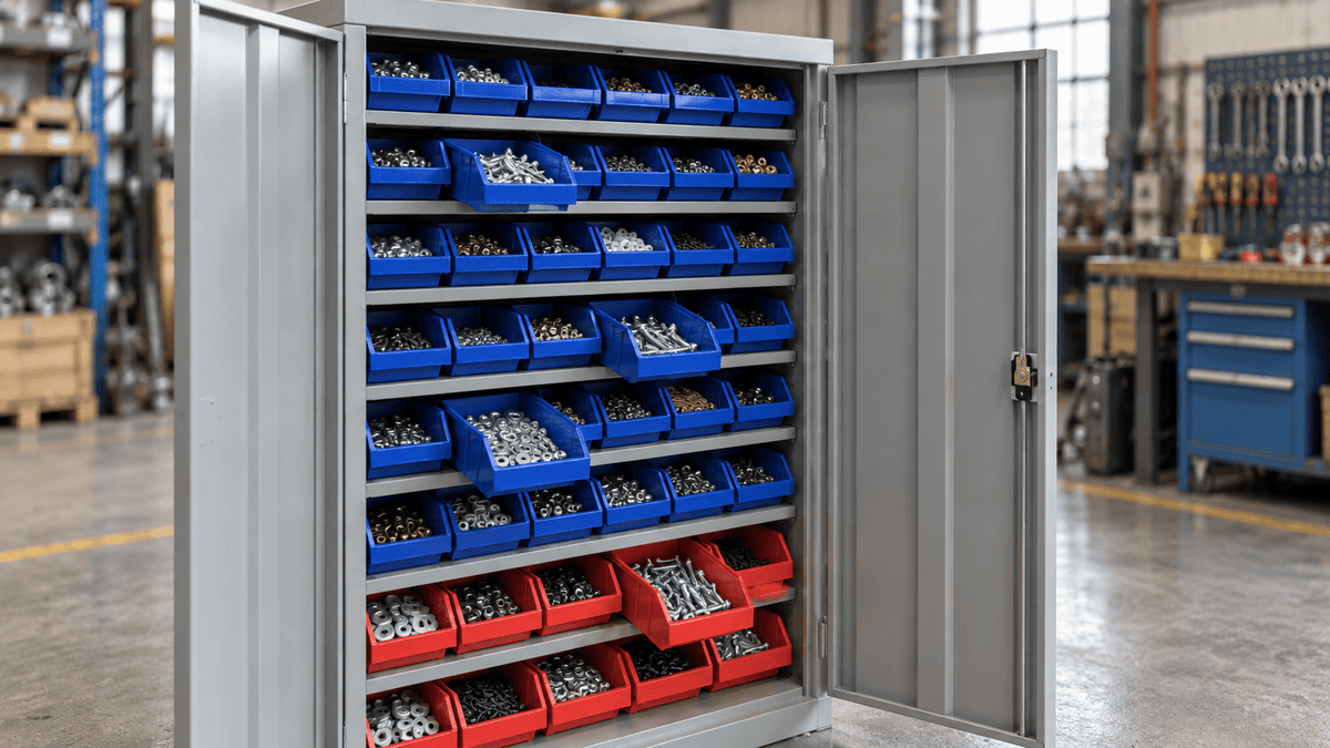 Как выбрать стеллаж с ящиками для склада метизов: виды стеллажей